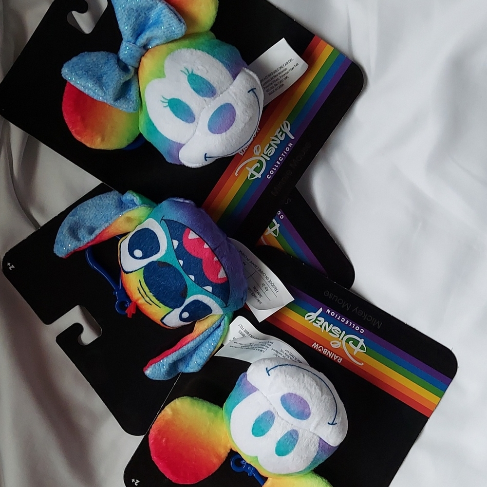 Set of 3 Disney plush squishmallow like pride clips